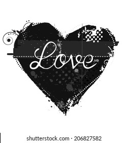 Grunge style heart symbol for love