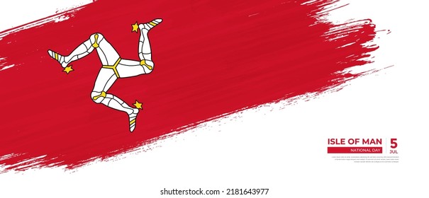 Grunge style Isle of Man flag with hand drawn brush stroke vector illustration