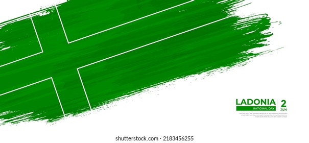Grunge style Ladonia flag with hand drawn brush stroke vector illustration