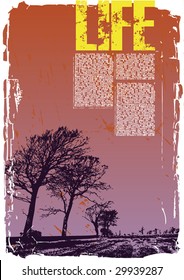 A Grunge style landscape Template Vector