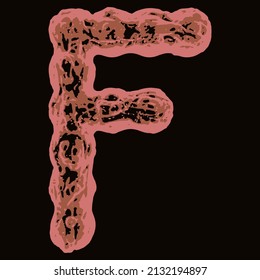 Grunge style letter on black background.Vector rough font.