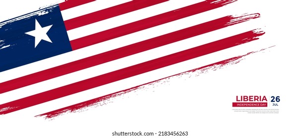 Estilo Grunge bandera de Liberia con ilustración vectorial de pincel dibujado a mano