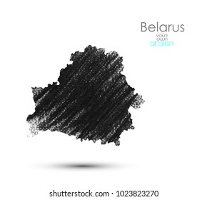 Grunge style map- charcoal stain map- Belarus
