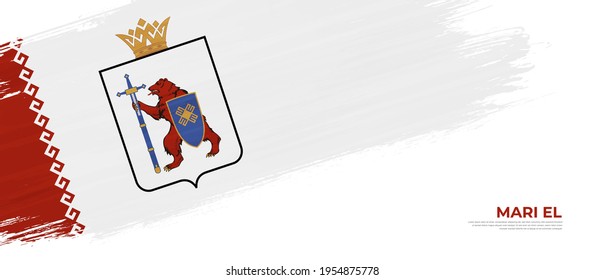 Grunge style Mari El flag with hand drawn brush stroke vector illustration