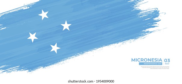 Bandera de Micronesia de estilo Grunge con ilustración vectorial de pincel dibujado a mano