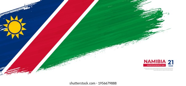 Grunge style Namibia flag with hand drawn brush stroke vector illustration