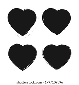 Grunge style nubes collection, hand drawn brush love concept pattern for wedding decoration or Valentine`s day holiday