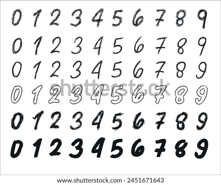 grunge style numbers, hand drawn in marker, pencil or charcoal