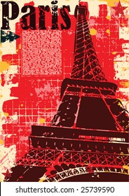 Grunge style Paris Eiffel Tower layout