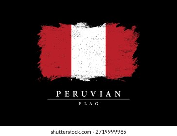 Grunge Style Peruvian Flag with Red White Colors on Black Background for National Identity and Patriotic Design