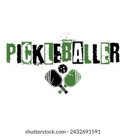 Pickleballer-Design im Grunge-Stil für Pickleball-Fans und Liebhaber