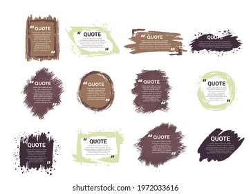 Grunge style quote speech bubble template. Quotes form and speech box isolated on white background. Vector illustration.