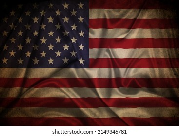 Grunge style realistic american flag background 