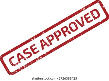 Sello de goma rojo estilo Grunge 'CASE APPROVED' sobre un fondo blanco limpio, que significa Aprobación oficial o consentimiento para un caso o decisión específica.
