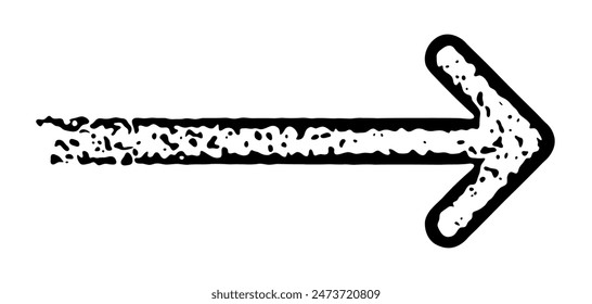 Grunge style right arrow icon with distressed texture. Vector illustration.