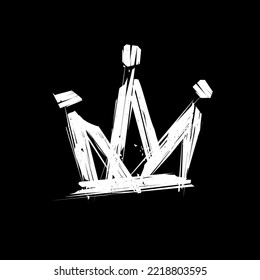 Grunge style Rock'n'Roll Crown. Doodle style Crown sign. Street art grunge element. Printable vector template for print fabric and textile