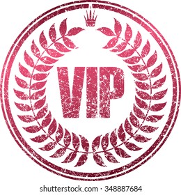 Grunge style rubber stamp with caption VIP and crown and ears