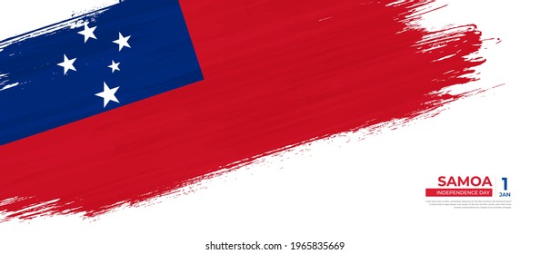 Grunge style Samoa flag with hand drawn brush stroke vector illustration