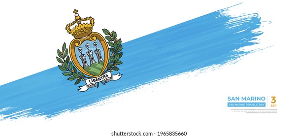 Grunge style San Marino flag with hand drawn brush stroke vector illustration