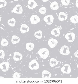 Grunge style seamless leopard print pattern with white textured spots on grey background with white scratches. Vector illustration animal print repeat surface pattern. 