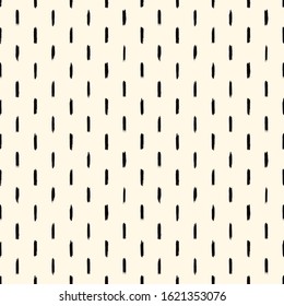 Grunge style seamless pattern. Repeated dash line motif. Modern minimal geometric surface print. Freehand brush design texture. Handdrawn doodle contemporary ornament. Vector abstract background