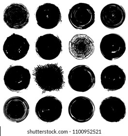Grunge style set of circle shapes . Vector .