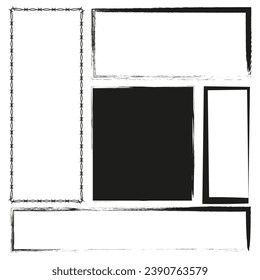 Grunge style set of rectangle shapes. Vector illustration. EPS 10.