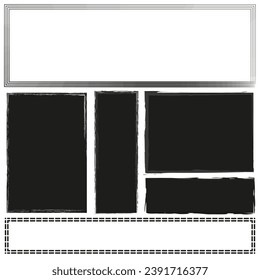 Grunge style set of rectangle shapes. Vector illustration. EPS 10.