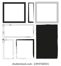 Grunge style set of rectangle shapes Vector illustration. EPS 10.