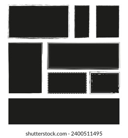 Grunge style set of square and rectangle shapes. Vector illustration. EPS 10.