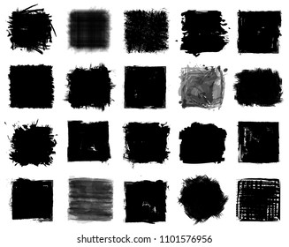 Grunge style set of square shapes . Vector .