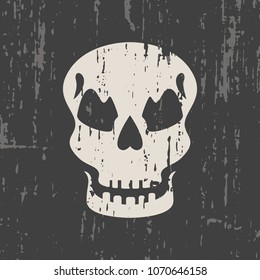 Grunge style skull image on gray