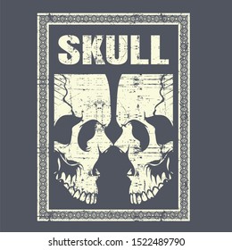 grunge style skull retro,vintage,detail hand drawing vector
