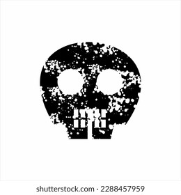 Grunge style skull silhouette illustration logo design.