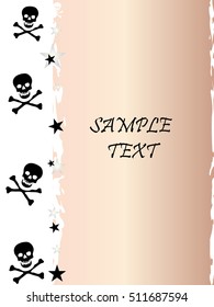 Grunge style, skull and stars vector background with the metallic color Rose Quartz