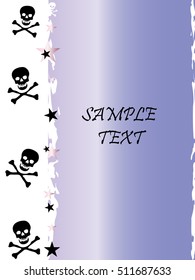 Grunge style, skull and stars vector background with the metallic color Tanzanite