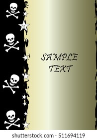 Grunge style, skull and stars vector background with the metallic color Golden Beryl