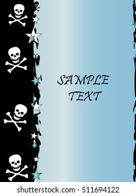 Grunge style, skull and stars vector background with the metallic color Aquamarine