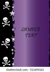 Grunge style, skull and stars vector background with the metallic color Amethyst
