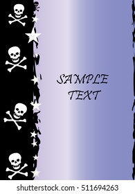 Grunge style, skull and stars vector background with the metallic color Tanzanite