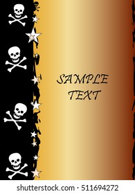 Grunge style, skull and stars vector background with the metallic color Citrine