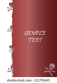 Grunge style, skull and stars vector background with the metallic color Garnet