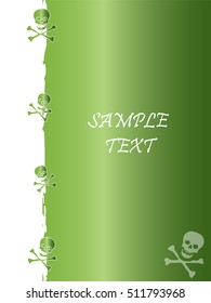 Grunge style, skull and stars vector background with the metallic color Peridot