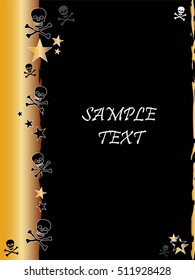 Grunge style, skull and stars vector background with the metallic color Citrine