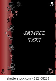Grunge style, skull and stars vector background with the metallic color Garnet