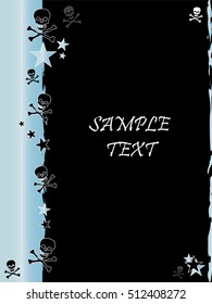Grunge style, skull and stars vector background with the metallic color Aquamarine