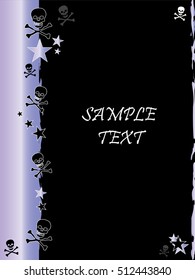 Grunge style, skull and stars vector background with the metallic color Tanzanite