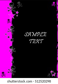 Grunge style, skull and stars vector background with feature color fluro purple