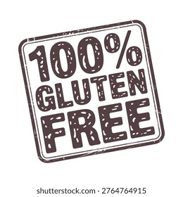 A grunge style stamp indicating one hundred percent gluten free product guarantee