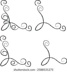 Grunge Style Swirl Corner Decorative Elements